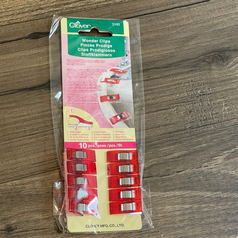 Clover 3155 Wonder Clips Red 10 Piece Set for Sewing Quilting and Crafting NEW